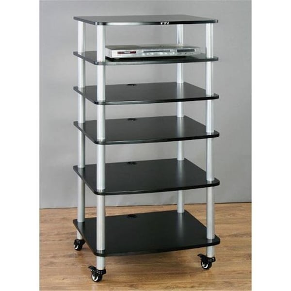 Vti Manufacturing VTI Manufacturing AR406SB 4 Silver Poles 6 Black Shelves With Caster AV Stand AR406SB - main
